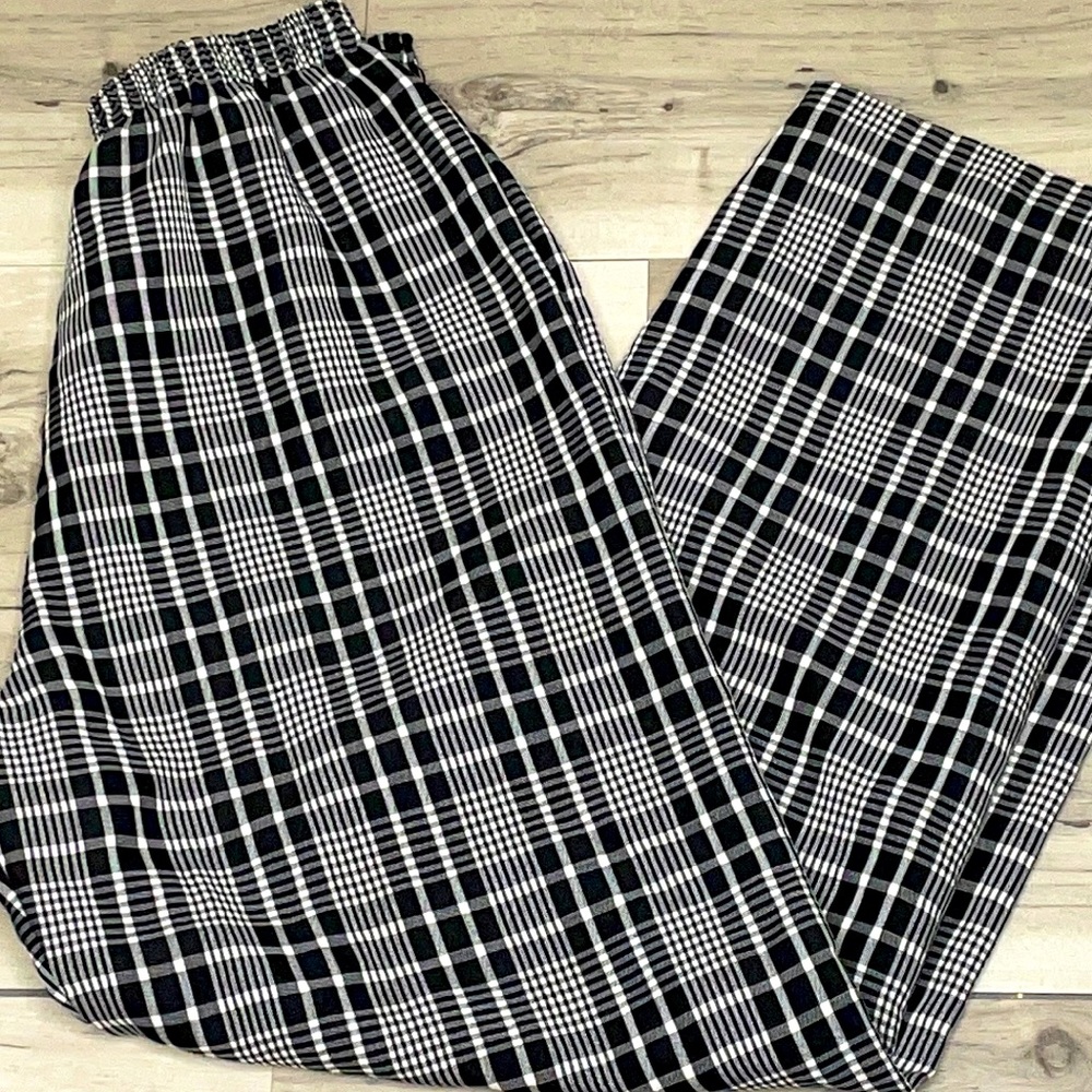 Vintage American Spirit Wide Leg Plaid Black & White